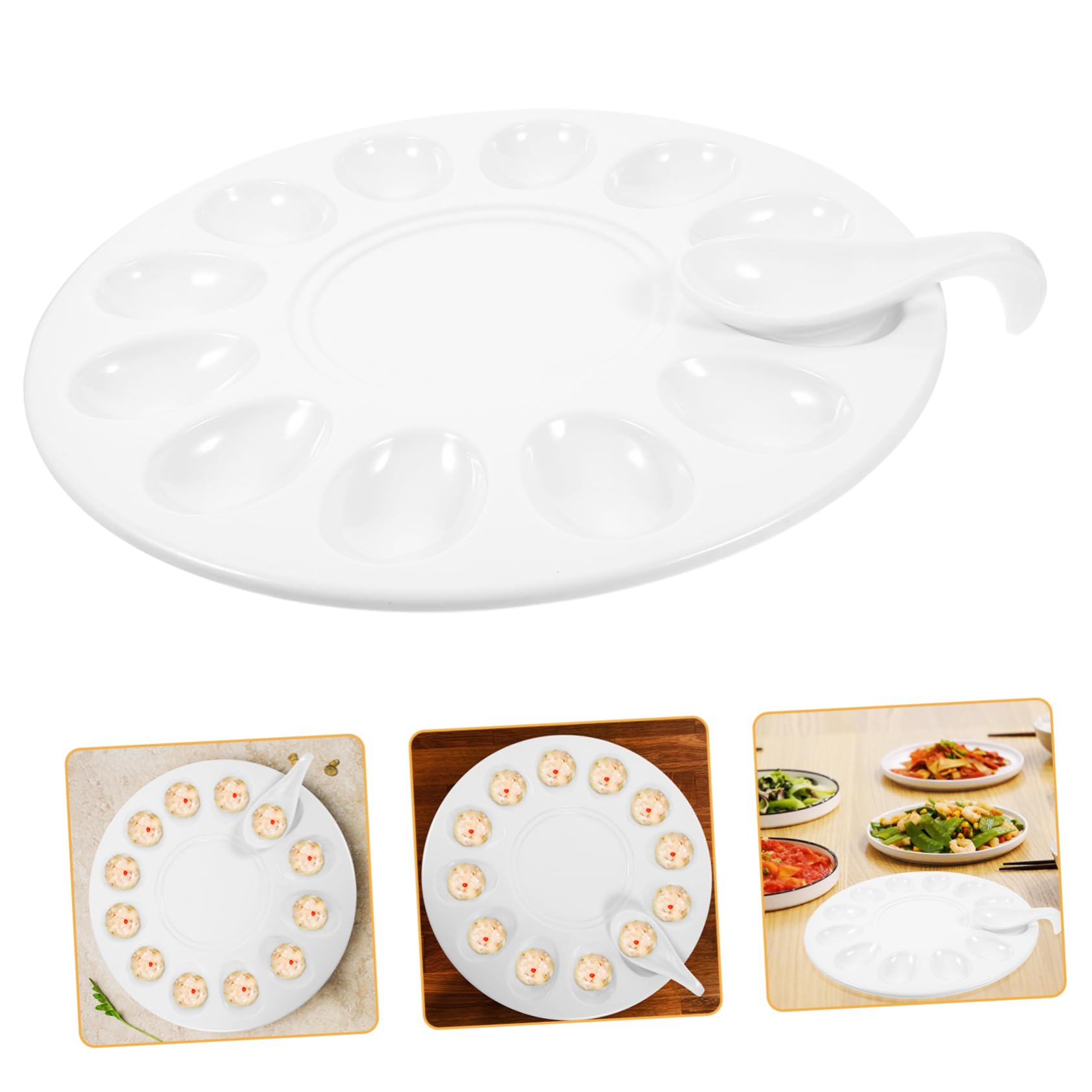 ABOOFAN 1 Set Shrimp Slider Tray Deviled Egg Platter Egg Holder Serveware Seafood Snail Dish Shrimp Paste Plate Household Plates Ceramic Serving Platters Egg Tray Melamine Food Plate White