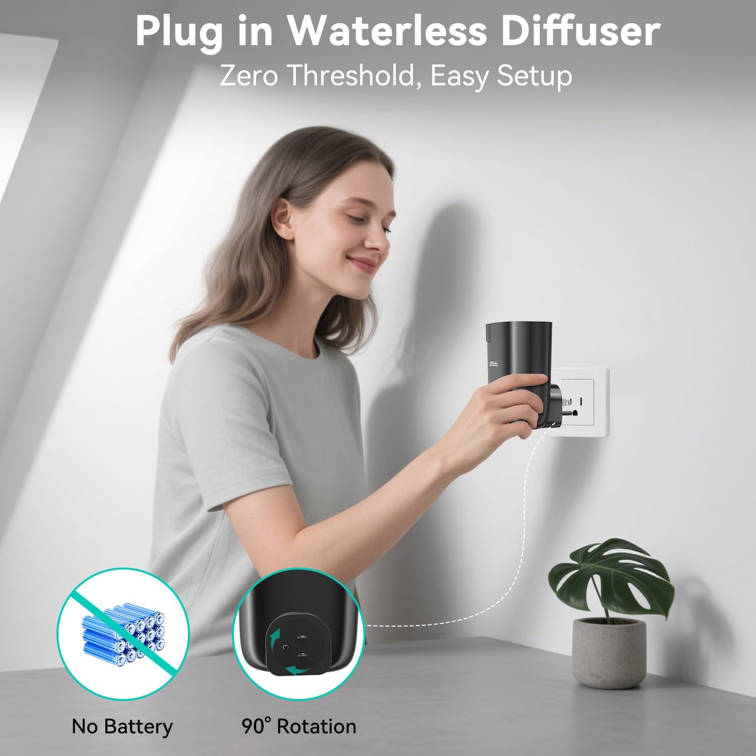 Waterless Diffuser, Plug in Diffuser for Essential Oils,Waterless Essential Oil Diffuser in Wall, Smart Bluetooth App Control, Up to 500 Sq.ft Coverage, Black - Image 6