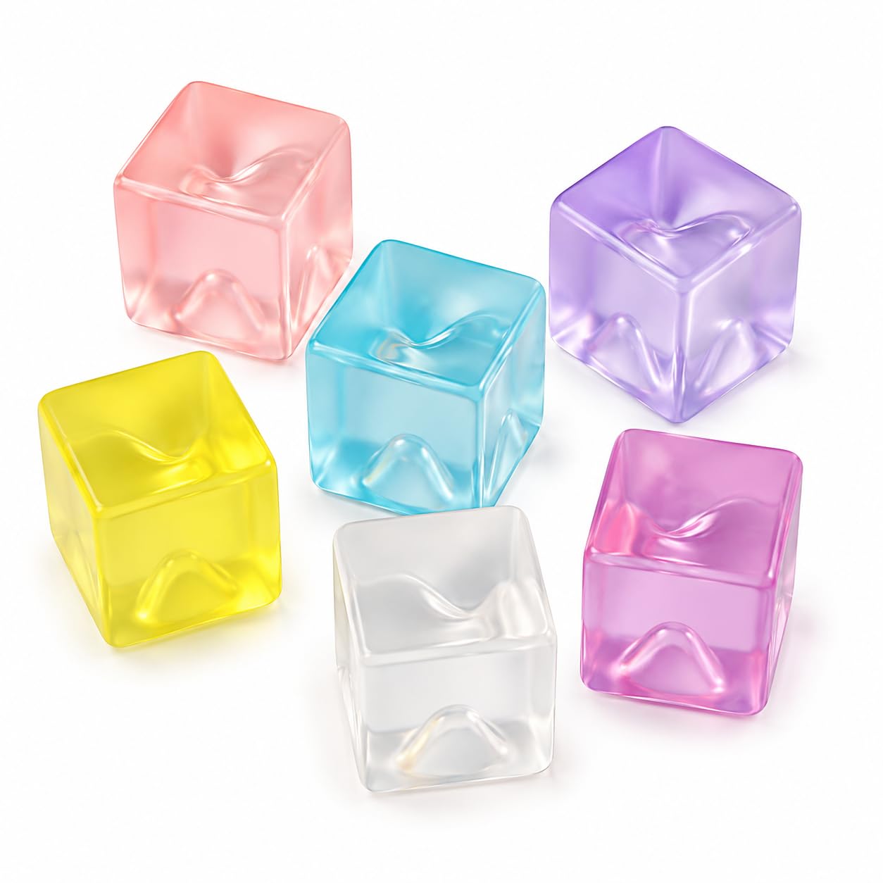 6 PCS Ice Cube Stress Balls – Squeeze Fidget Tools – Small Sensory Hand Gadgets for Desk Classroom Travel and Party Bags