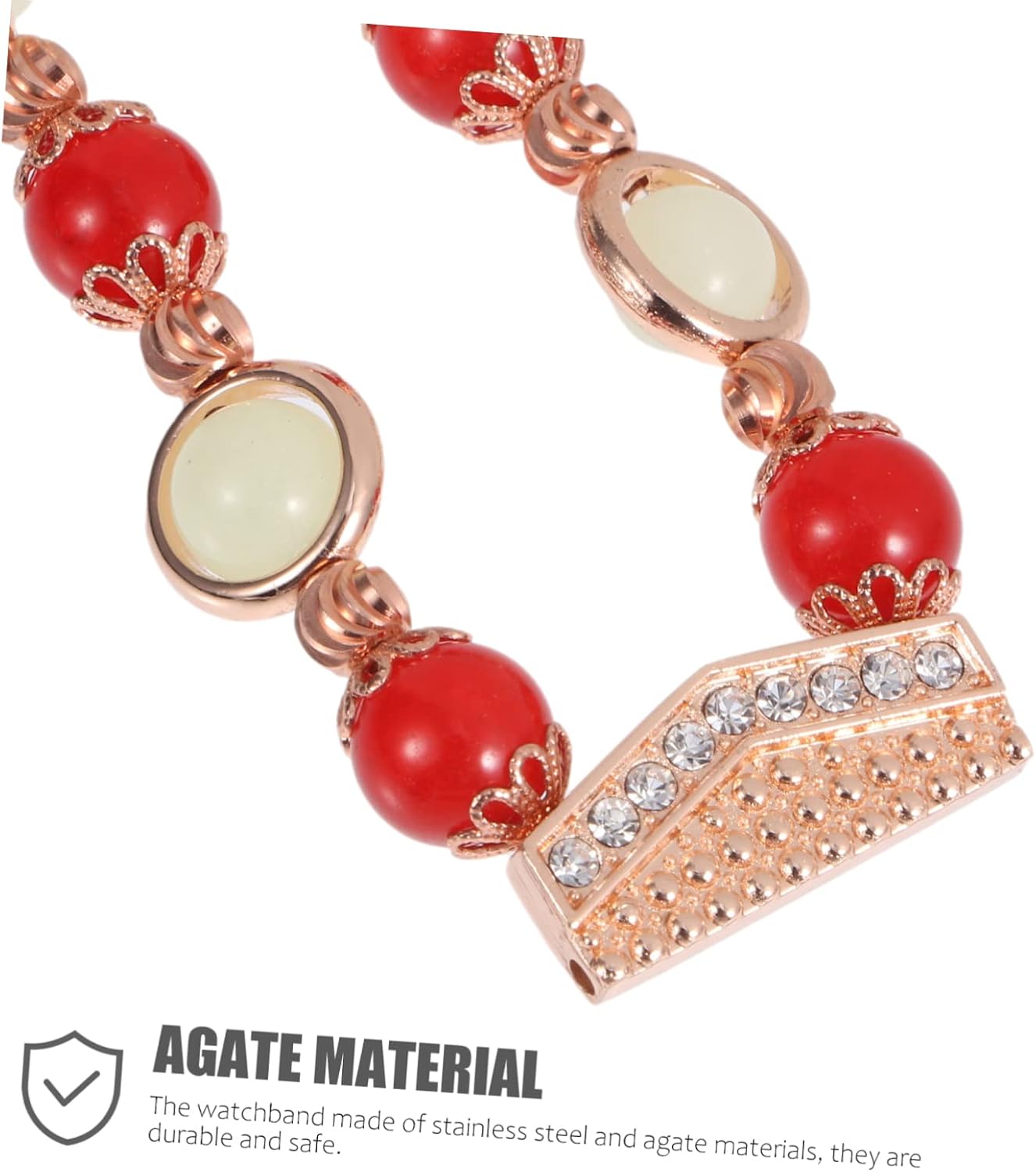 Agate Luminous Strap Luminous Beads Watchband Girls Wristband Pearl Bracelets Stainless Steel Band Watch/126