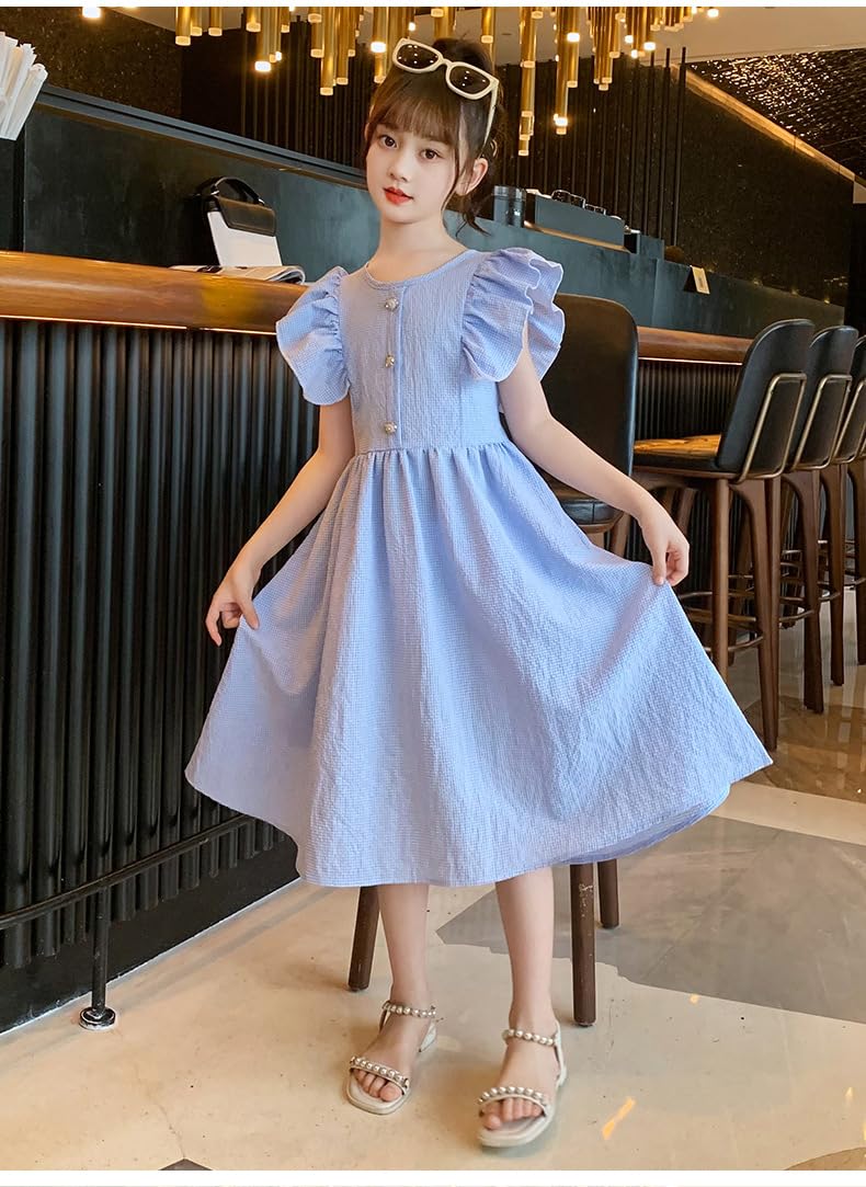 Dziewczęce sukienki w kształcie litery A okrągłe sukienki w stylu casual, imprezowa, dziewczęca letnia sukienka Boho Beach Casual Smocked Maxi sukienki 6-16 lat