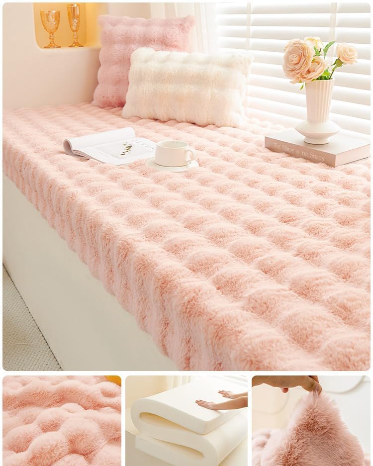 spreedling Cojín de banco de felpa personalizado, cojín de espuma de alta densidad para ventana de asiento de bahía, cojín de banco de piano grueso