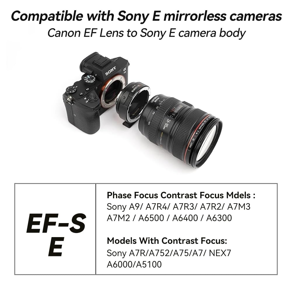 7artisans EF-SE Adaptateur Objectif Auto-Focus Speedbooster Canon EF Vers Sony E-Mount - A6400 A7III A7IV ZVE10