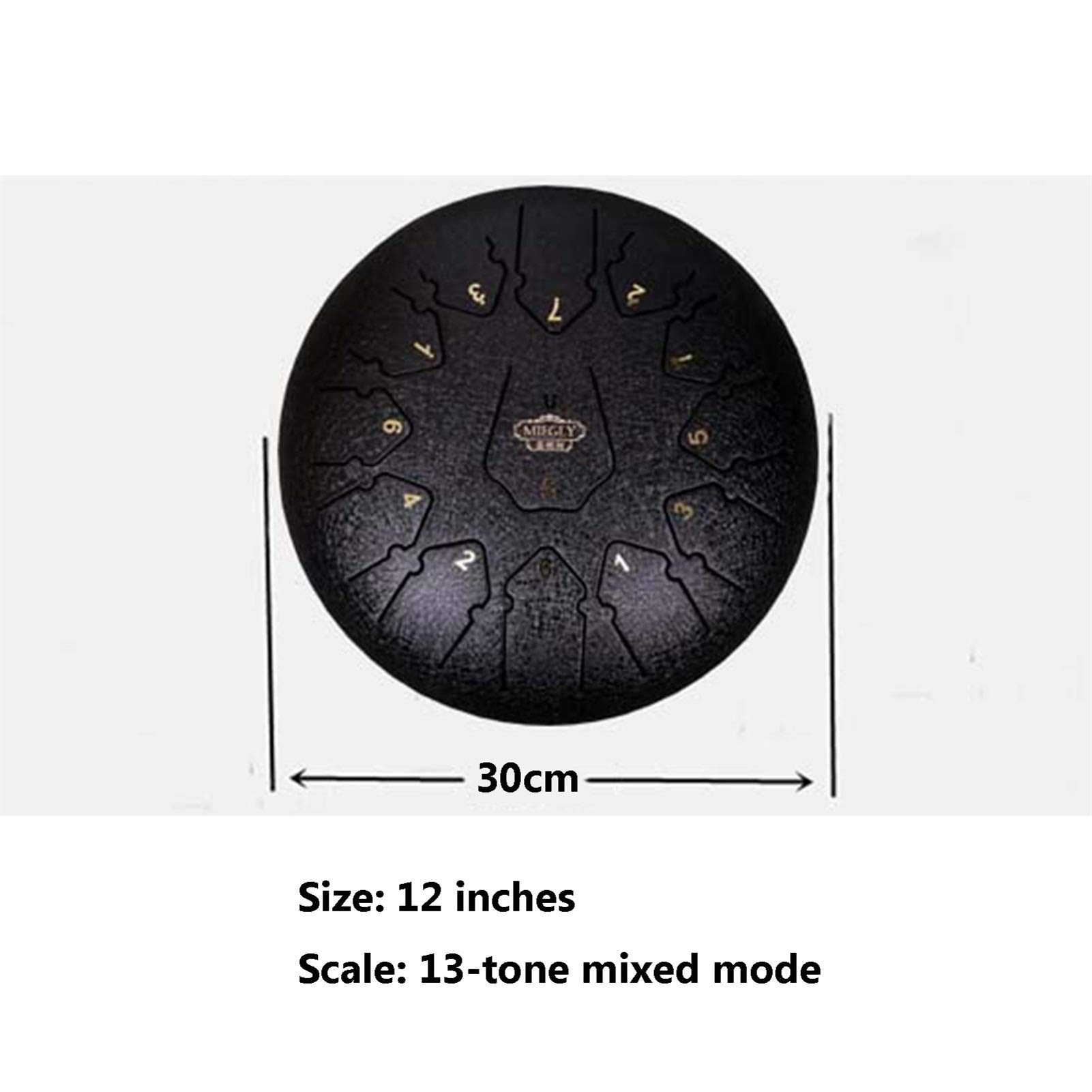 Strumento Percussioni Da 12 Pollici a Tamburo Da 12 Pollici Da 12 Pollici in Acciaio, Tambourine Con Bacchette, Borsa Tote, Regalo Per Principianti E Amanti Dello Yoga, Meditazione (Color : A)