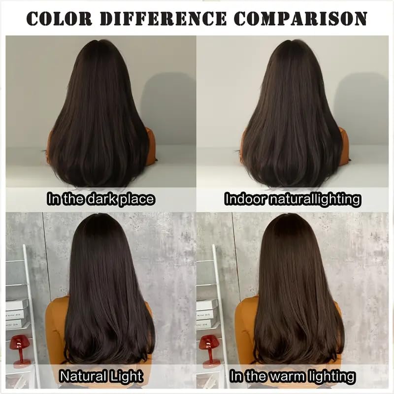 Image of Long Brown Wavy Hair Wig for Women | 26-Inch Heat-Resistant Synthetic Hair | Natural-Looking & Washable | Includes Wig Cap & Comb