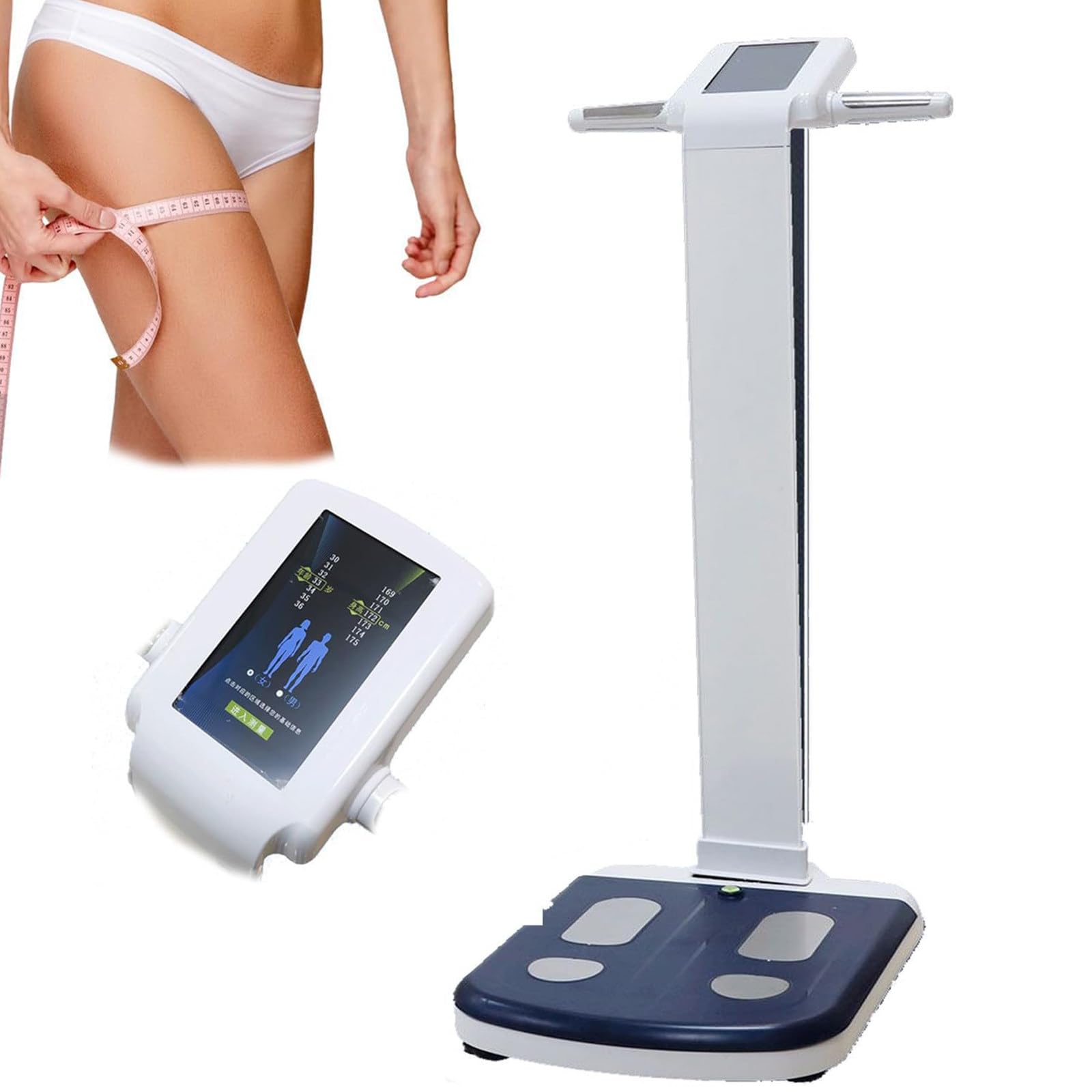 Analizzatore Bioimpedenza con Schermo HD Touch 9.1", Test di Altezza,Composizione Corporea,Gestione del Peso,Analizzatore Grasso,Supporta più Lingue E può Essere Personalizzato