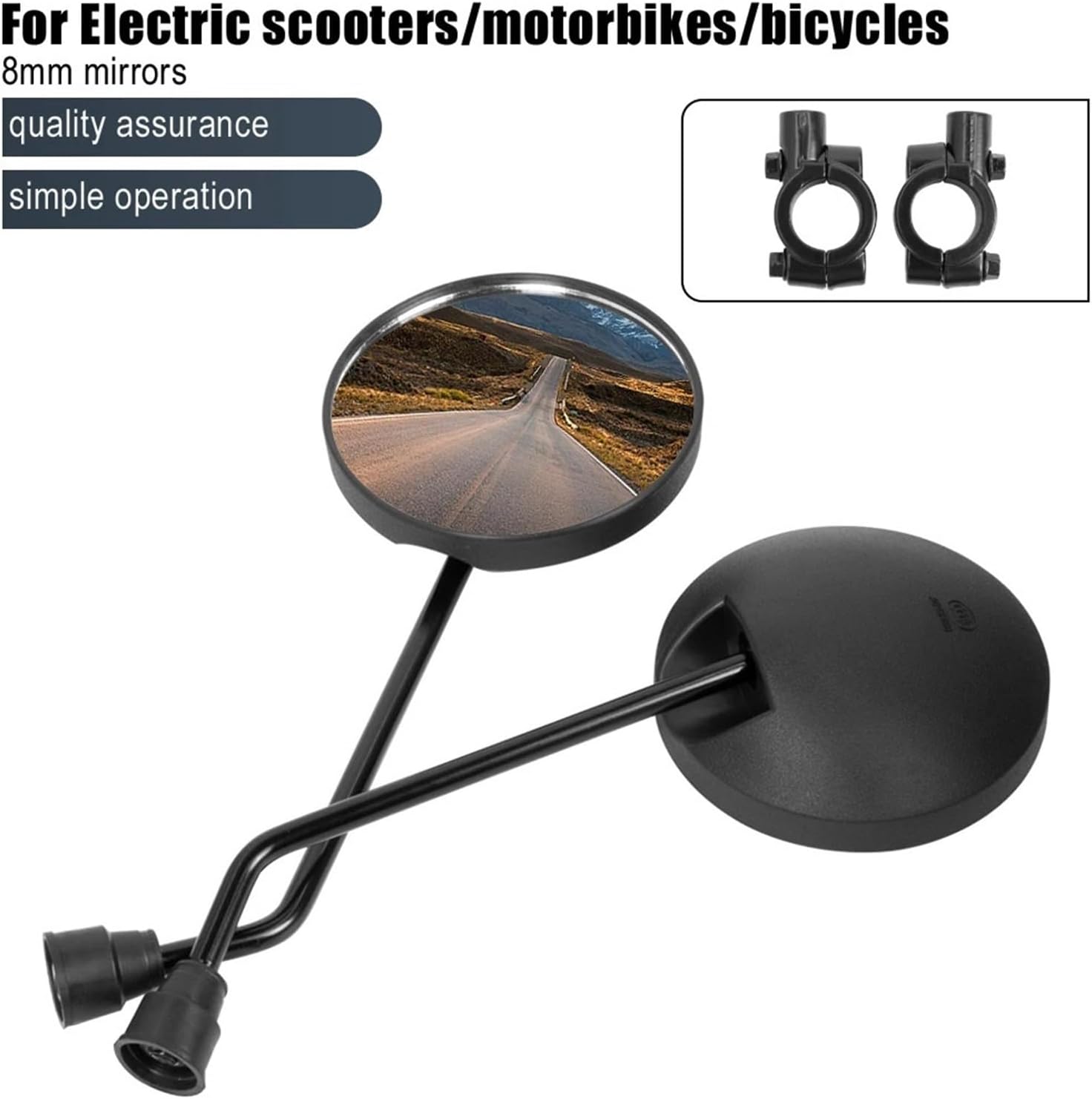 Rearview Mirrors Round Handlebar Reflector Convex Compatible With Niu Electric N1/N1S/M1/U1 Eletcric Scooter Bike E-bike Rear View Mirror, Black