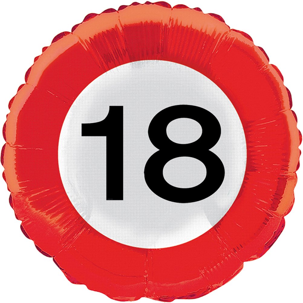 Folat - 18th Birthday Traffic Sign Foil Balloon - 46 cm