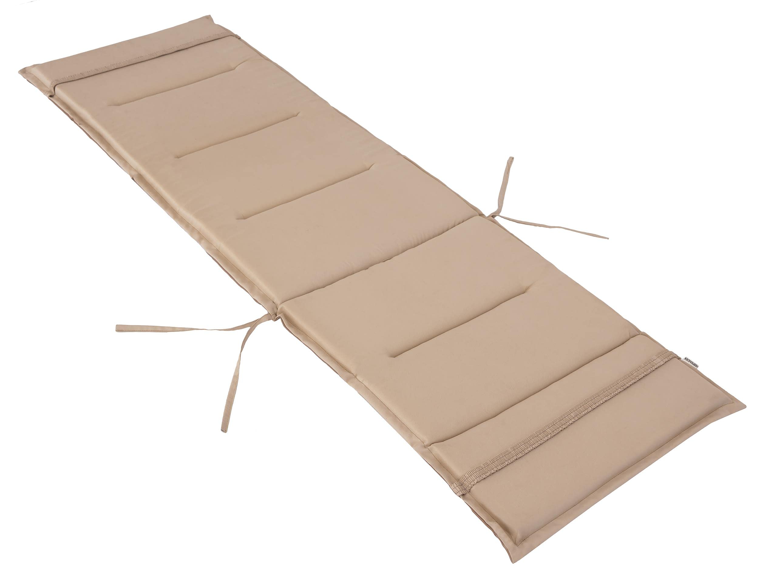 PillowPrim Sitzkissen für Sonnenliege - Stuhlkissen - Für Gartenliege, Terrassen und Balkonliebhaber - Komfort im Freien - Beige mit Streifen, 185x56x4 cm