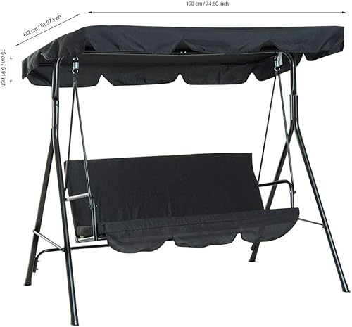 Miniatura 7 de Reemplazo de toldo para columpio, protector antipolvo, resistente a la lluvia, cubierta superior de repuesto para exteriores con funda de cojín para