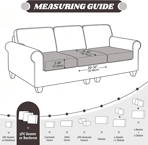 Miniatura 5 de KinCam Fundas de cojín para sofá, fundas elásticas para sofá seccional, funda de sofá para sofá en forma de L, fundas de sofá lavables (3 fundas de
