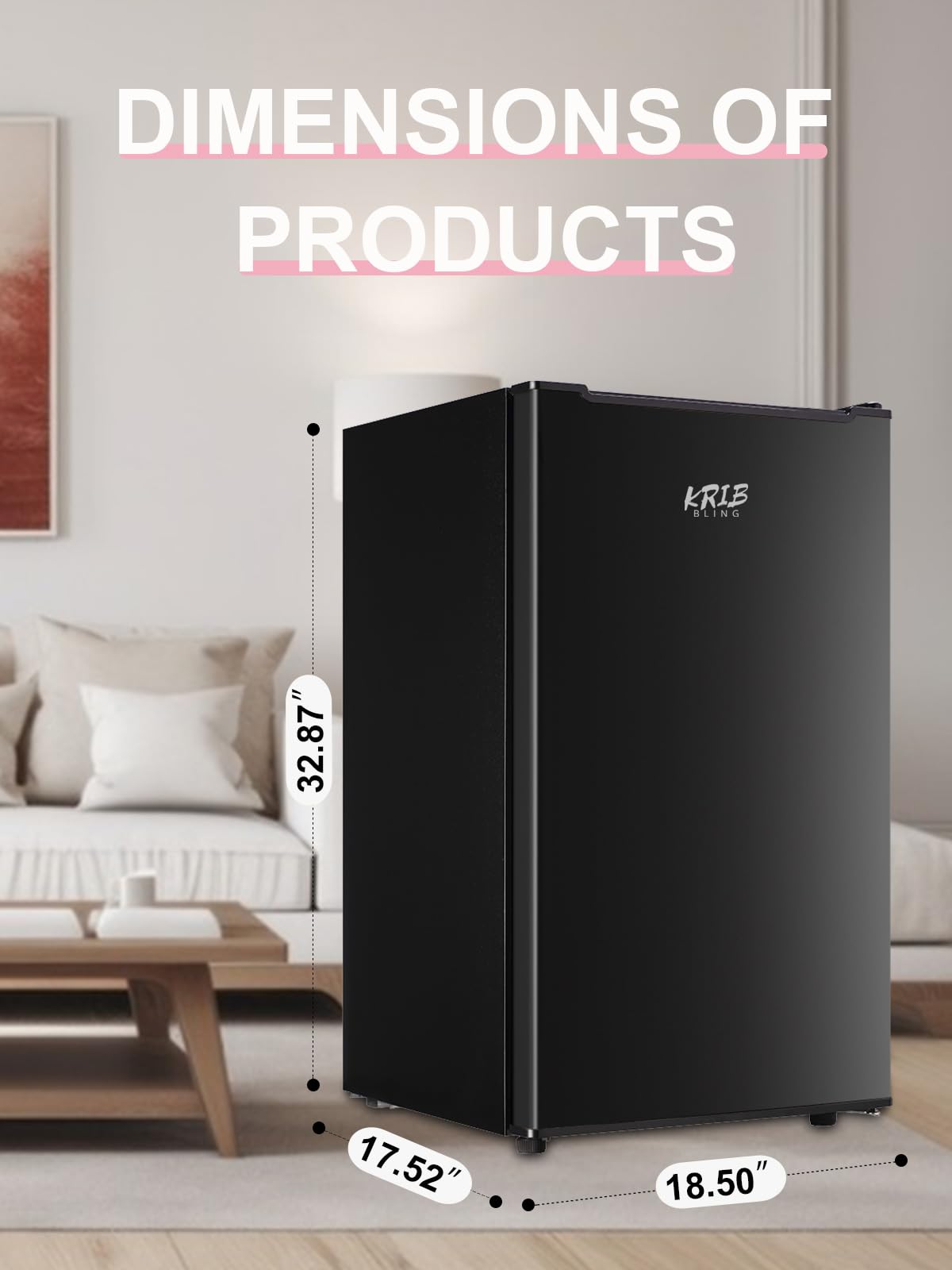 3.2 Cu.Ft Upright Freezer With 3-Grade Temperature Control, Krib Bling Mini Freezer With Wire Shelves, Suitable For Basement, Office, Black on Fridge.com - View 2