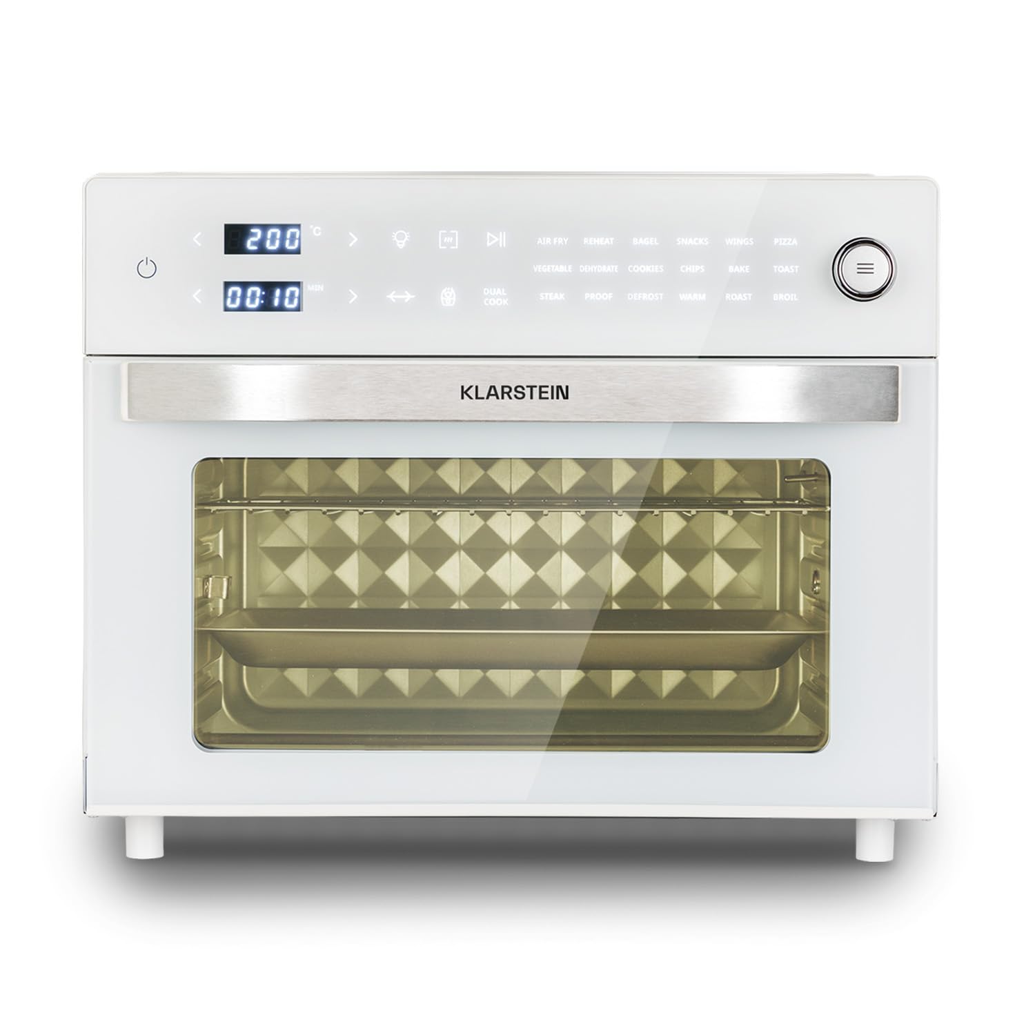 Klarstein Vigor Air - Friggitrice ad aria XXL con 1800 W, friggitrice ad aria calda da 30 litri, air fryer, 18 programmi, calore dall'alto e dal basso, bianco