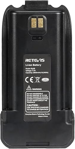 Retevis Batería de Walkie Talkie RT86, batería original de iones de litio de 7.4 V 2600 mAh, repuesto recargable Retevis RT86 batería de radio