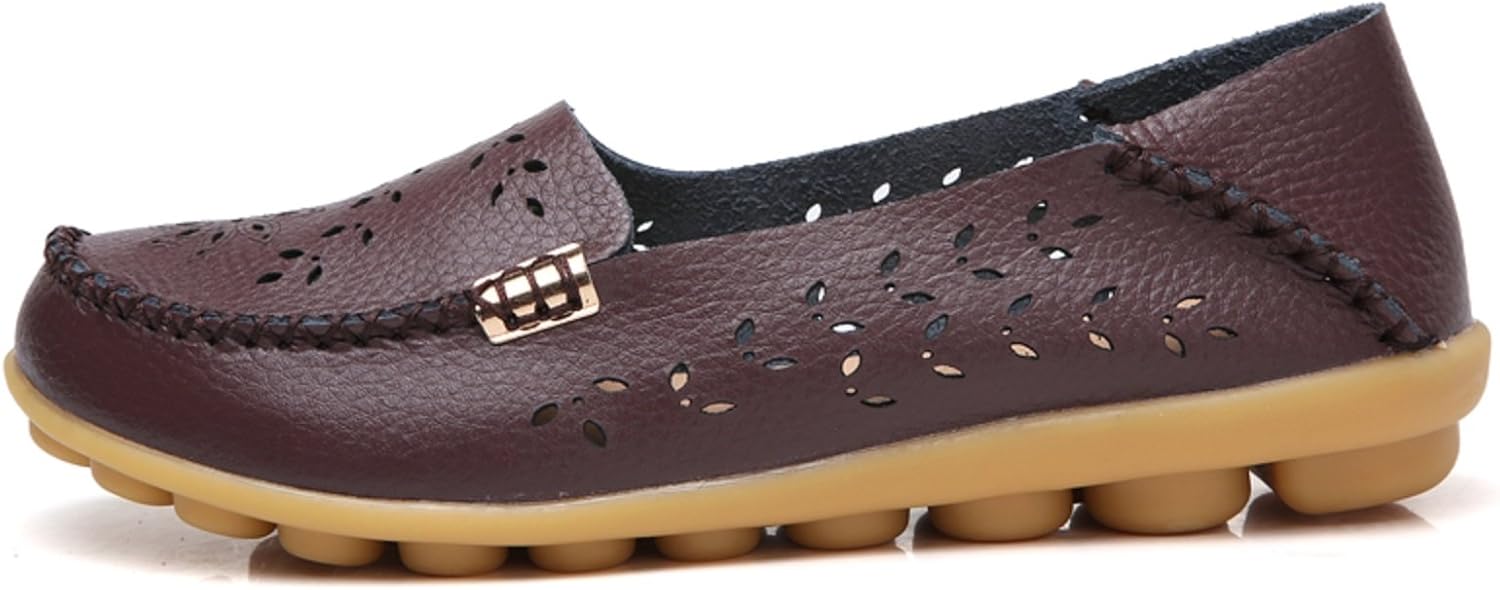 VenusCelia Women's Comfort Walking Boat Shoe 6 Brown(cutout)