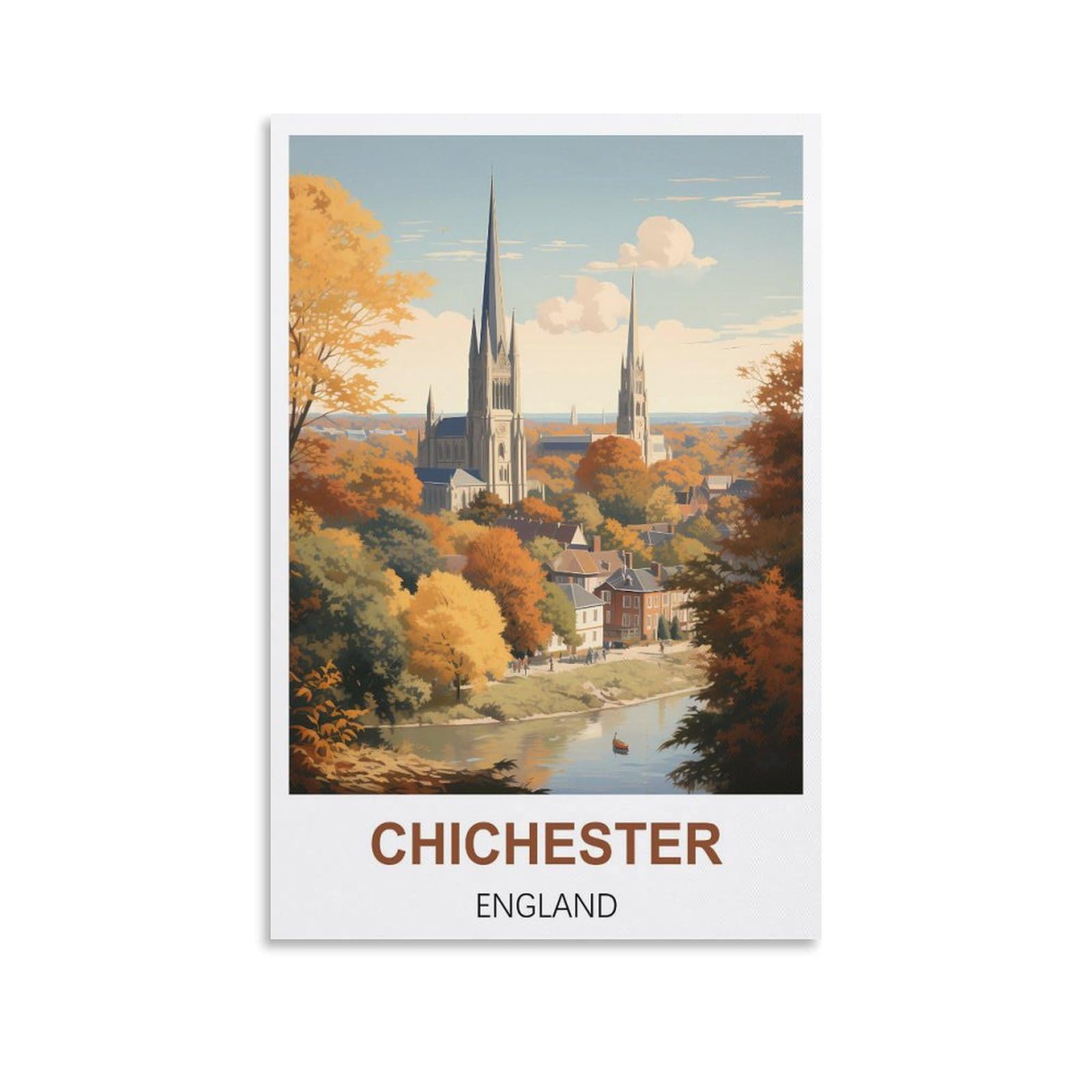 Metal Tin Sign,Chichester England,Tin Sign Metal Retro Art Wall Poster for Home Club Garden Decor 15x30cm