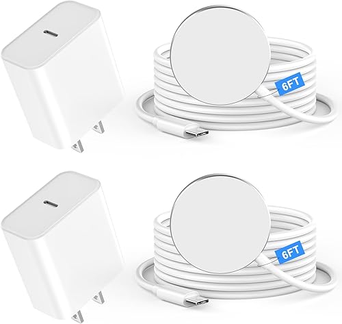 Cargador inalámbrico magnético para iPhone 16, 15, 14, paquete de 2 cargadores rápidos de Apple de 6 pies de largo y 15 W con bloque de carga rápida