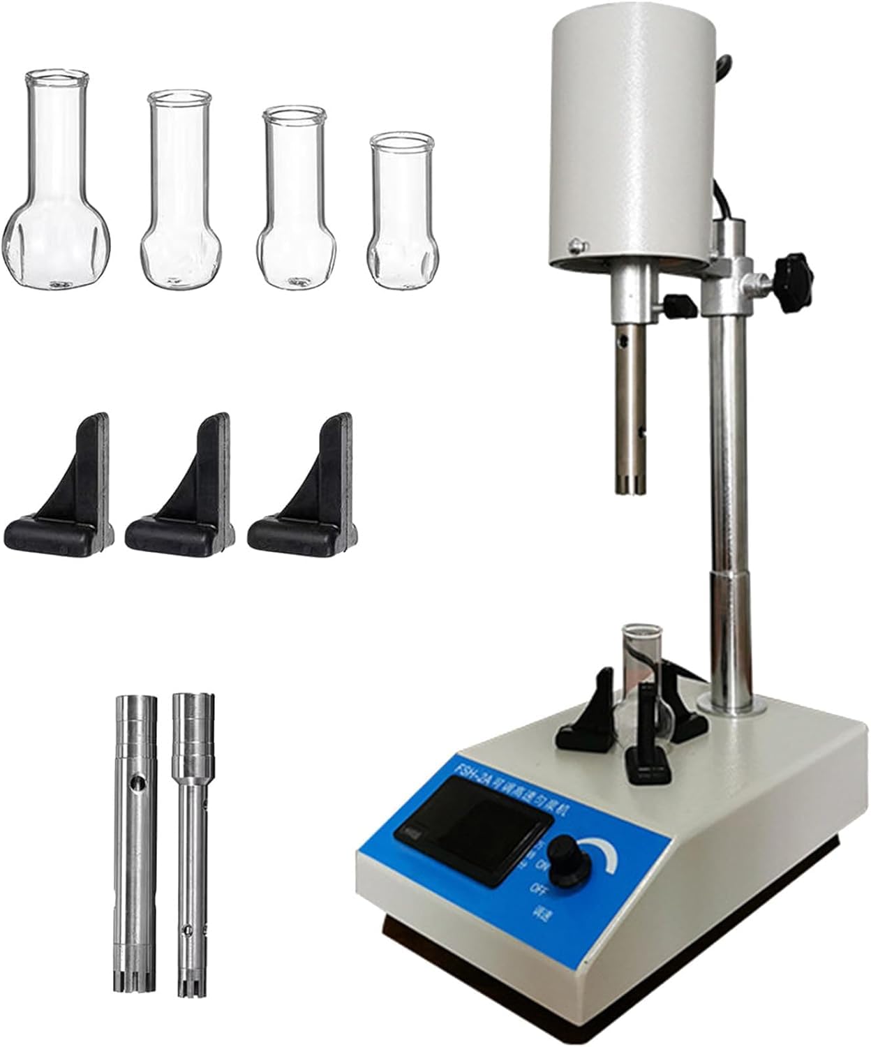 Dispersor-homogeneizador de laboratorio de alta velocidad ajustable (8000-22000 rpm) para volúmenes de 5 a 1000 ml con 2 cabezales de trabajo.