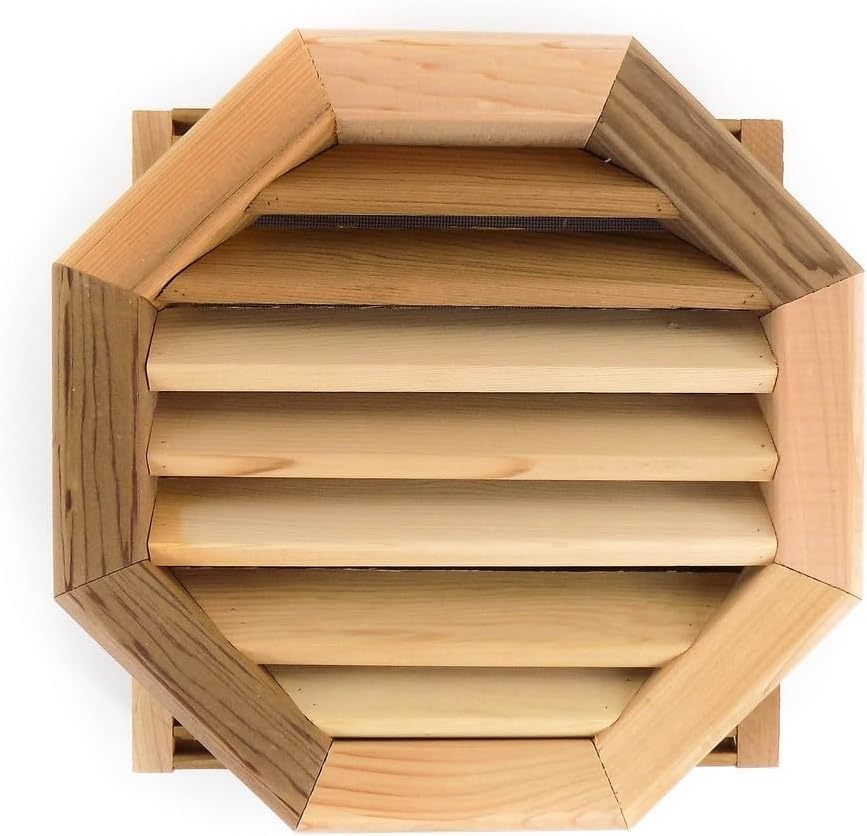 Premium Octagon Clear Cedar Vent, Flush Mount - 12 inch x 12 inch