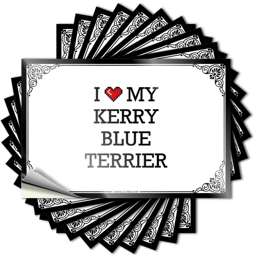 Work Desk Decor Window Lettering Sticker - I Love My Kerry Blue Terrier Girly Durable Sticker Easy Apply for Tiki Decor(12X18CM)