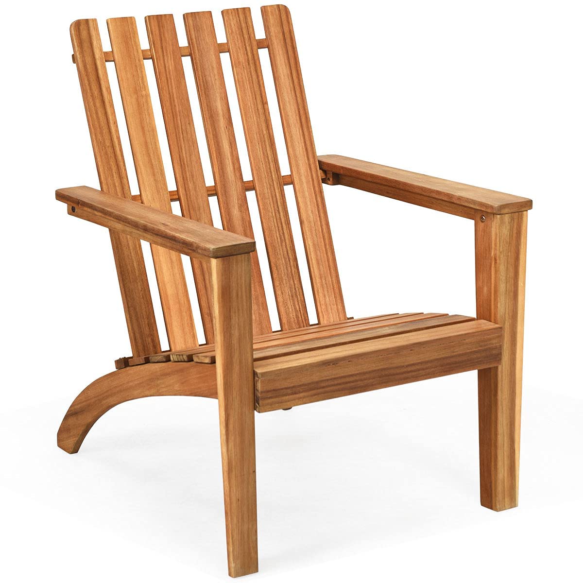 RELAX4LIFE Sillón de jardín de madera de acacia, silla baja con listones con reposabrazos, respaldo y asiento amplio, sillón de exterior e interior para terraza/patio/balcón o salón, marrón