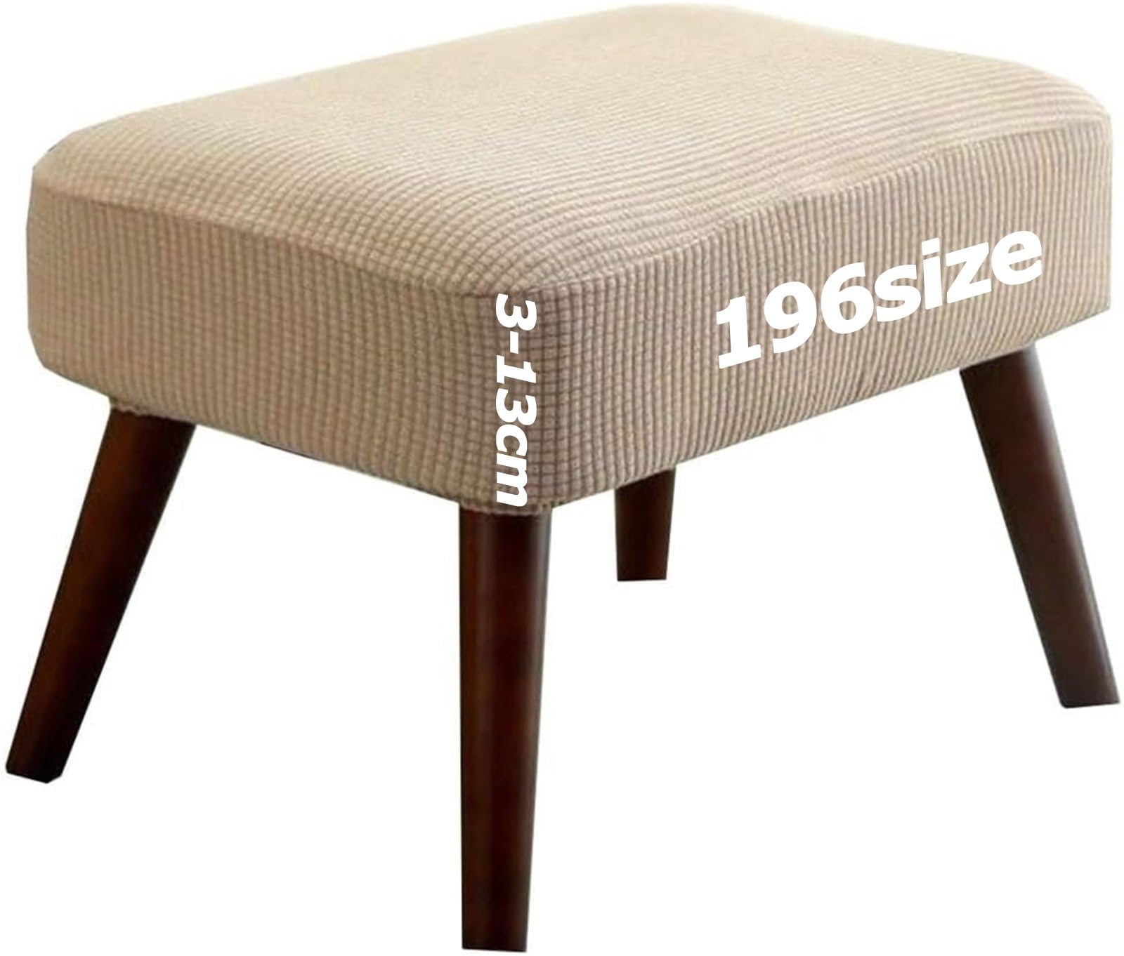 Jacquard Ottoman Footstool Cover Slipcover for Square Rectangle Round Small Large Stretch Fit Bar Footrest Foot Stool Protector Covers with Elastic Bottom Rectangular Customizable(Khaki,40 x 145 cm)