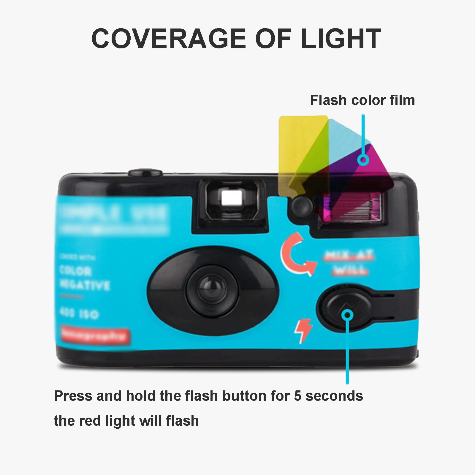 Appareil Photo analogique jetable pour 36 Photos - 135 Plein Format avec Flash Appareil Photo argentique,Color