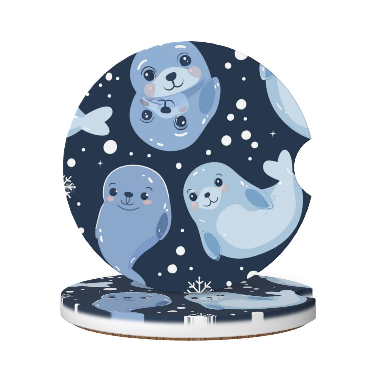Dessous de verre voiture absorbants lot de 2 en céramique 6.5 cm