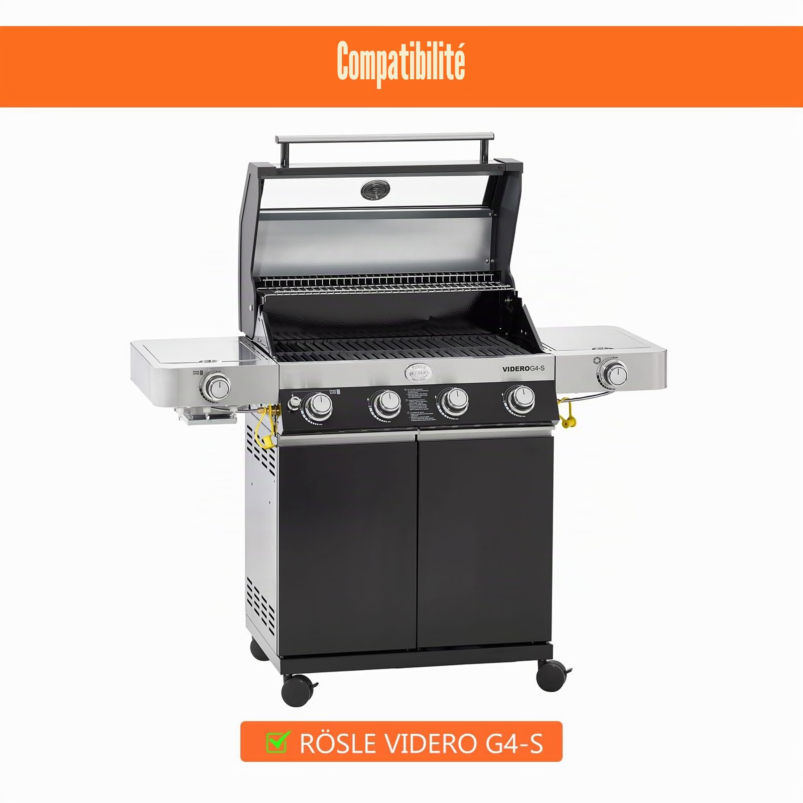 GFTIME Grille de Cuisson en Fonte 45x35cm pour Rösle Videro G4-S, Lot de 2 Grilles Robustes avec Excellente Rétention de Chaleur, Idéal comme Pièces de Rechange