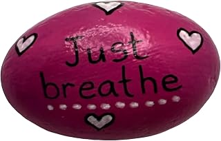 Just Breathe Decorative hand painted rocks, garden stones, and bricks for indoor and outdoor use (3"-5") Medium (5"-8") Large (Medium)