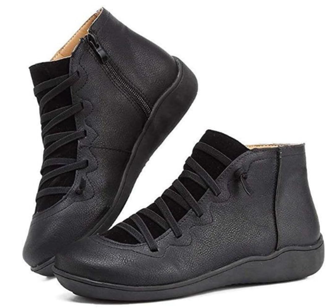 Women Leather Waterproof Orthopedic Vintage Boots