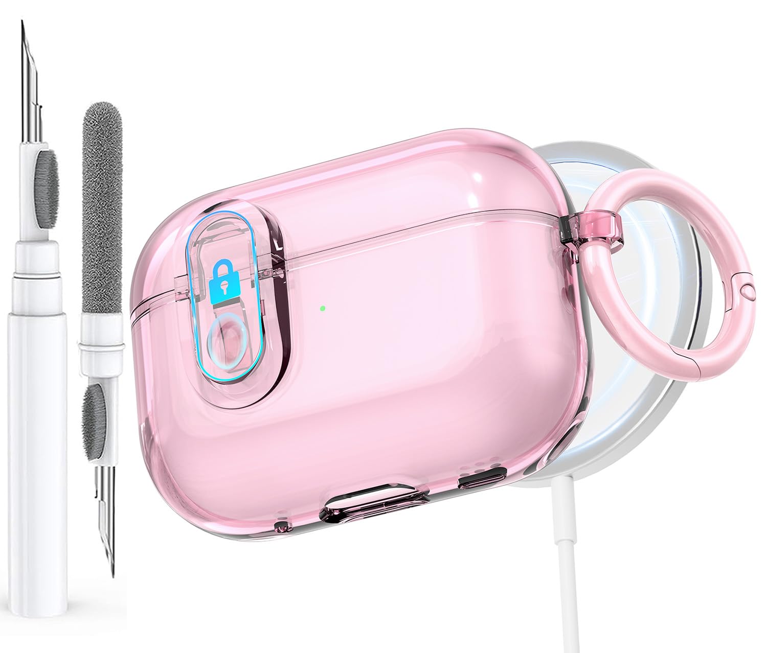Clear Case for AirPods Pro 2nd/1st Generation Case with Lock, Effortless MagSafe, Soft TPU Transparent Apple Airpod iPod Pro Case Cover 2nd/1st Gen