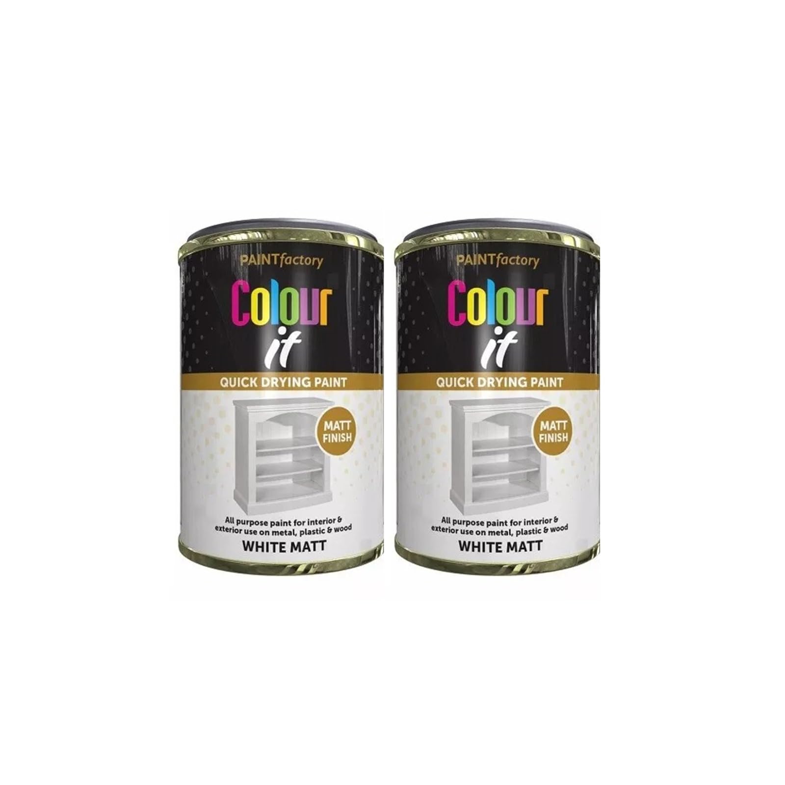SDMAX White Matt Paint Tin, Quick Drying, Bright Finish, Non-Cracking, Long-Lasting Protection, Easy To Use, Interior And Exterior Use On Metal, Plastic, Wood, 300ml (2pcs)