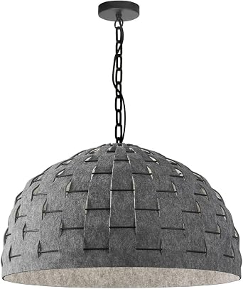 Dainolite Priscilla 1 Light Pendant - Matte Black - Grey Felt Shade