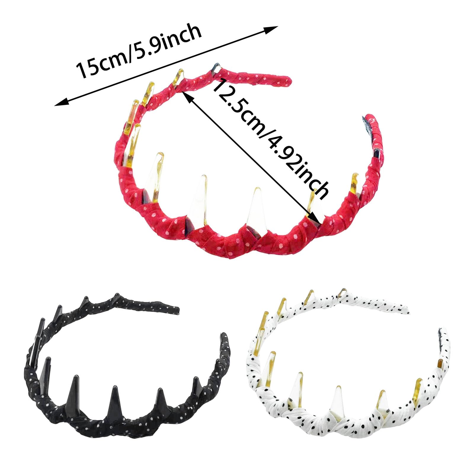 3PCS Zigzag Headbands for Women Wavy Dot Hair Band Adjustable Elastic Teeth Hairbands Fashion Vintage Hair Accessories for Girls - Image 2