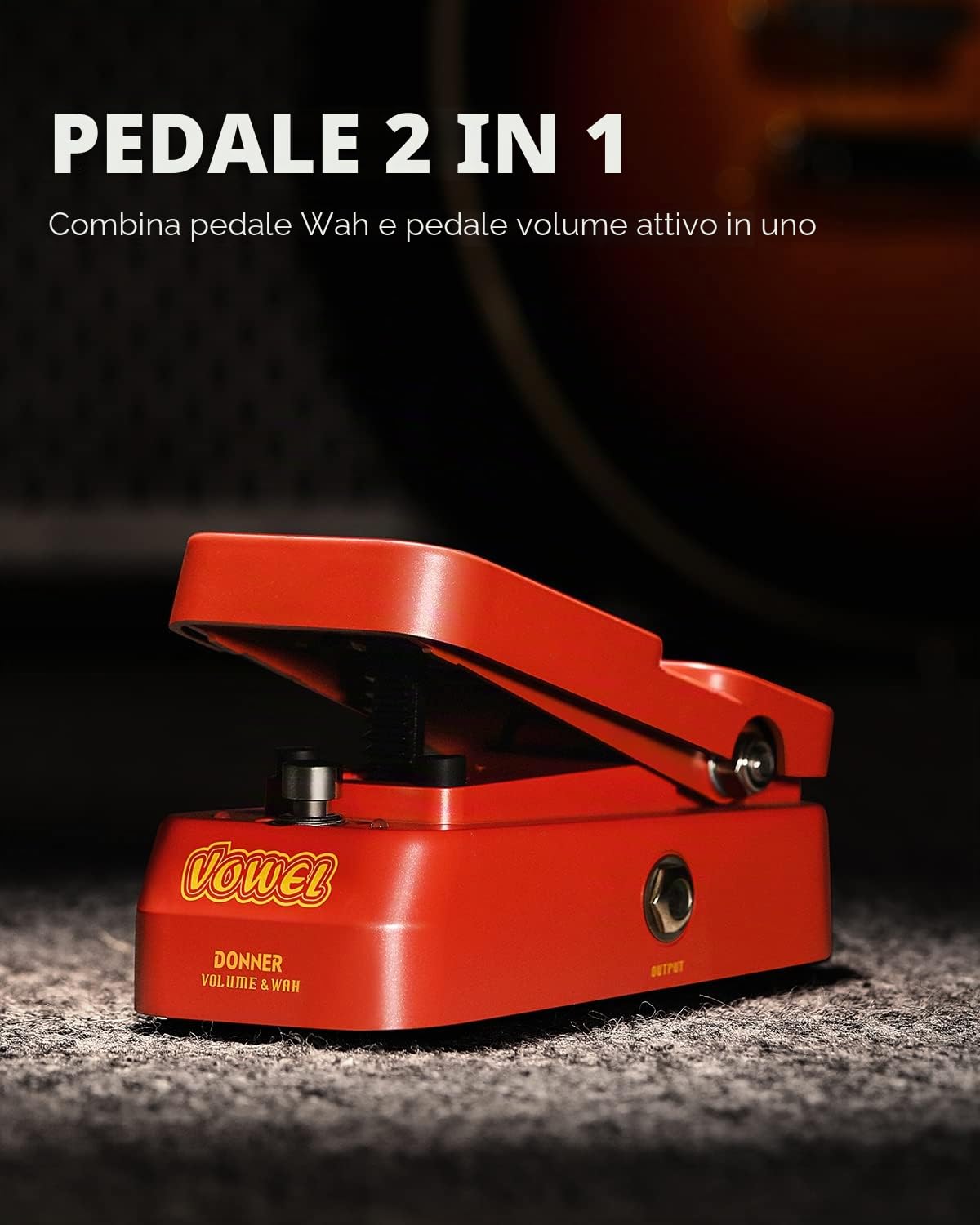 Pedale Wah per chitarra Donner, pedale 2 in 1 Wah e volume, mini pedale effetto per chitarra elettrica vintage con controllo attivo del volume Wah Wah, pedale leggero per effetti vocali