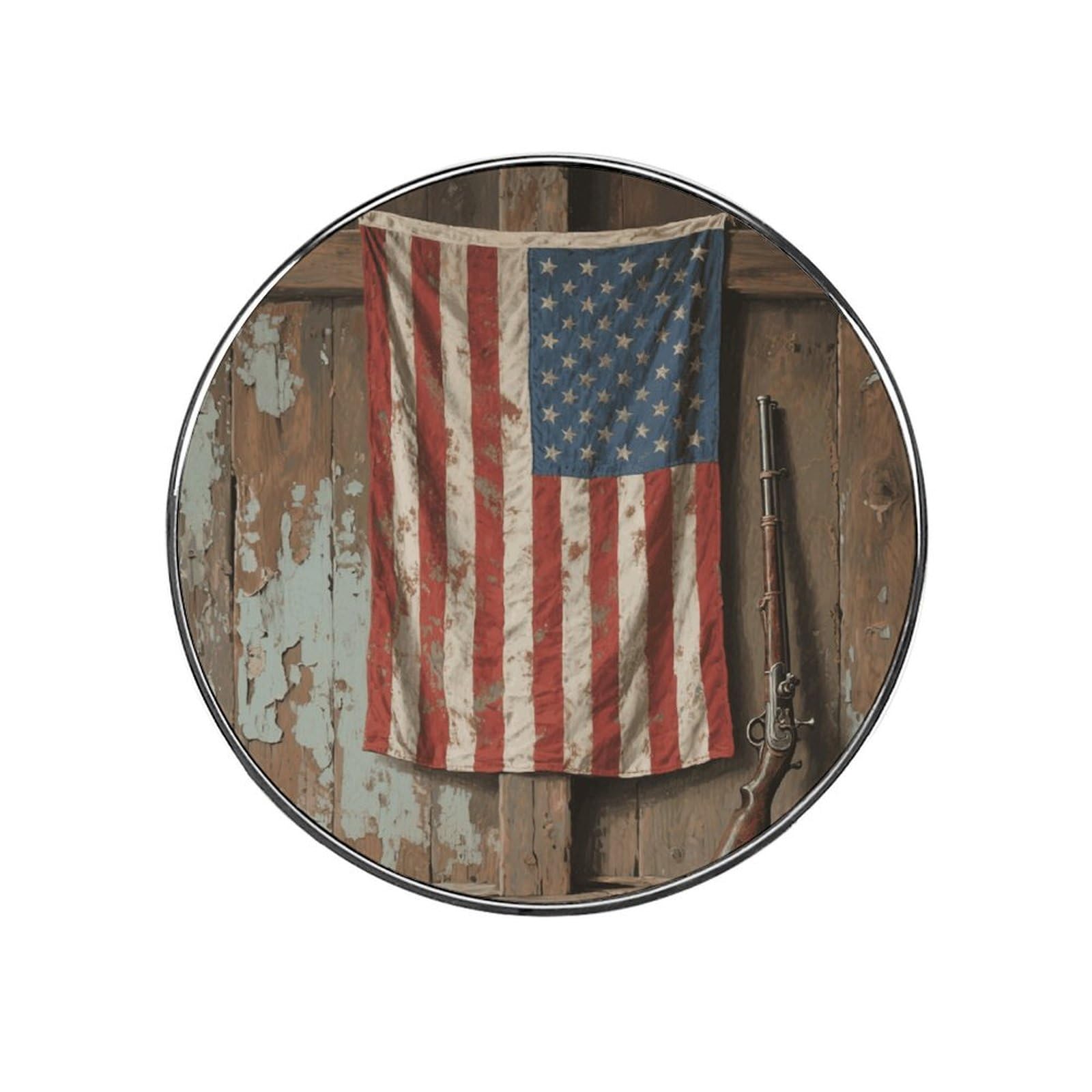 Refrigerator Magnet Rustic American Flag Printing Fridge Magnet Alloy Material,Fun Personalized Refrigerator Sticker Round Decorative Magnet for Whiteboard Kitchen Locker
