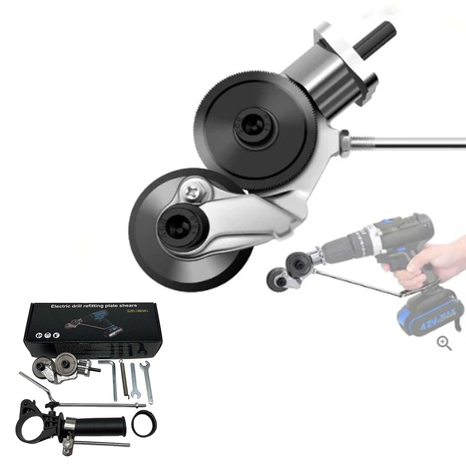 Adaptateur de coupe en métal pour perceuse – Coupe-tôles amélioré, coupe-plaque de perceuse électrique, grignoteuse en métal – Coupe-plaque électrique universel amélioré par Drillcutpro