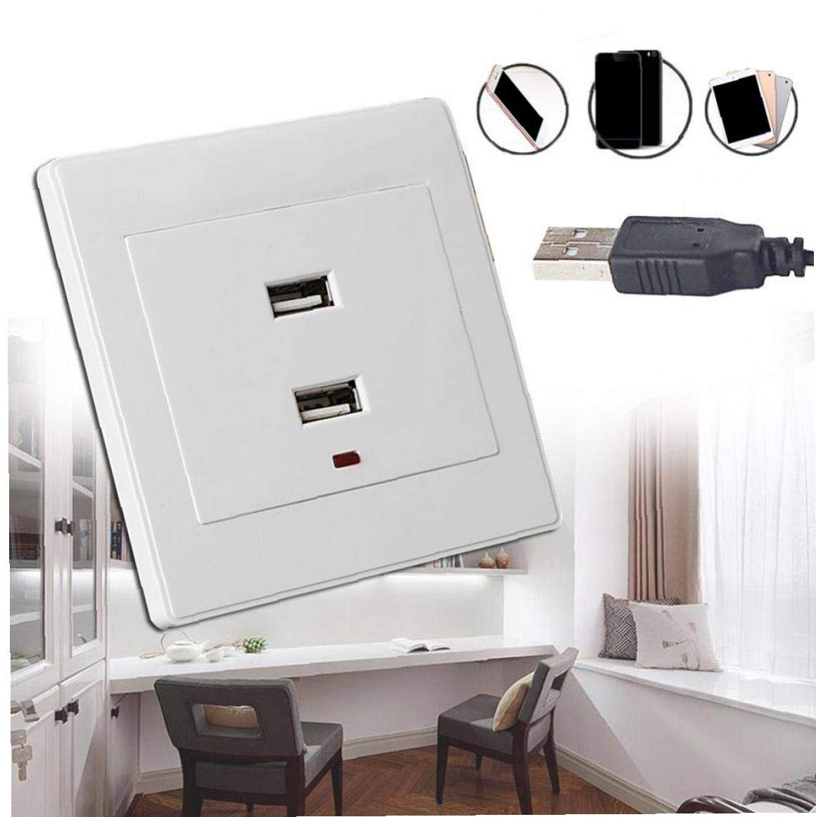 CULER 1PC Dual USB Wall Socket Charger AC/DC Power Adapter Plug Outlet Plate Panel 220V to 5V Safe Electrical Sockets