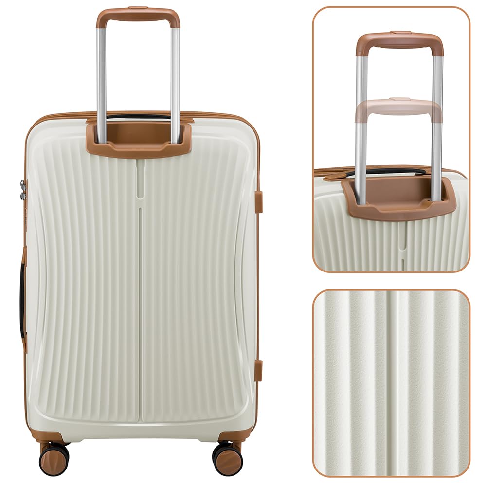 Set 3 Valigie Rigide in ABS, Valigia Rigida 38-59 - 90 Litri, Manico Telescopico, Ruote Easy Roll, Trolley Resistente e Leggero da Viaggio, Bagaglio a Mano (Bianco Perla)