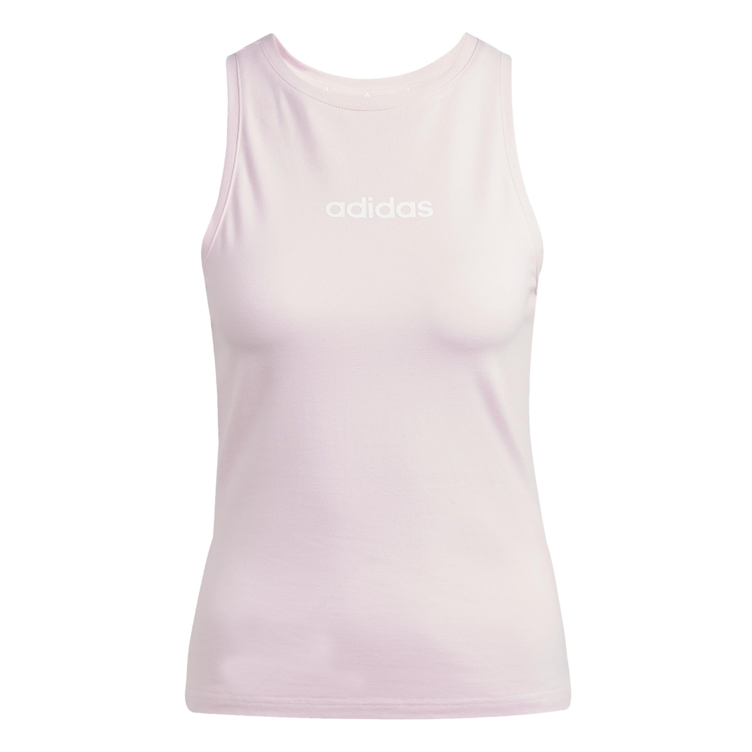 Adidas Women's Pink Essentials Linear Slim Cotton Tank Top - Extra Large