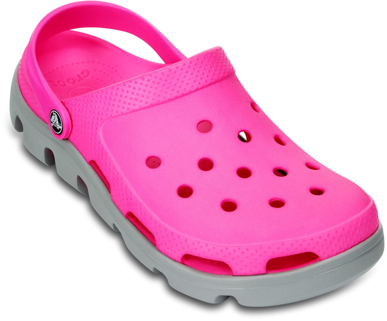 Crocs Unisex-Adult Duet Sport Clog, Neon Magenta/Light Grey, 9 Men/11 Women