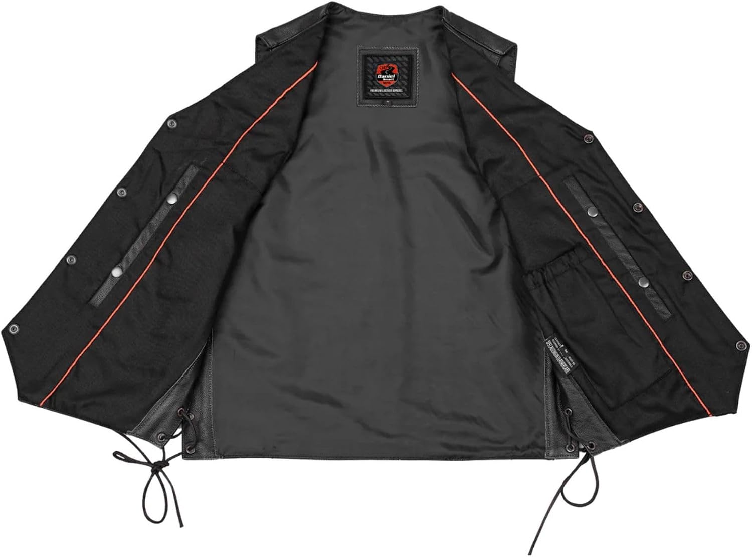 Daniel Smart Men’s leather Vest Premium Cowhide Motorcycle Leather Vest with Lace up sides - Unique Design & Carry pockets