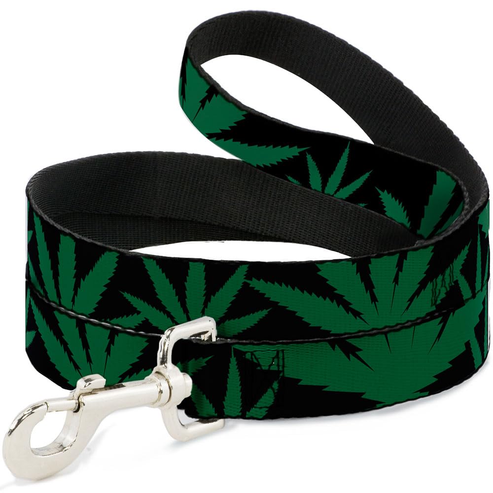 Laisse pour chien Buckle Down feuille de marijuana motif close-up 1,3 cm x 1,2m