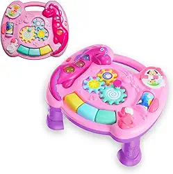 Mesinha de Atividades Infantil Interativa Didática Musical e Luzes Educativa Divertida (Rosa)