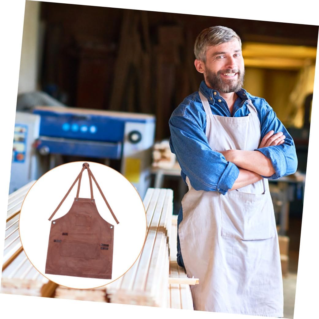 Didiseaon Woodworking Apron Heavy-duty Waxed Canvas Tool Apron with Multi Pockets for Men and Women for Garden Cooking and Mechanic Use