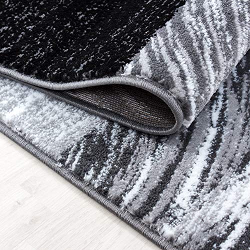 Carpetsale24 Teppich Wohnzimmer 120x170 cm Schwarz Modern Abstraktes Kariert Design Kurzflor Schlafzimmer Esszimmer Küche Jugendzimmer Waschbar Pflegeleicht Extra Weich