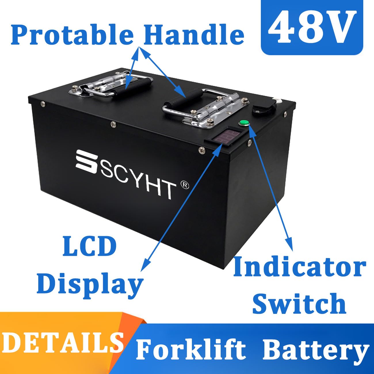 Batteria al litio 48V 60Ah 46Ah 50Ah Batteria LiFePO4 48V Batterie carrelli elevatori Batterie di ricambio per moto transpallet per motori 1000W a 2900W,48v46ah character 3pins