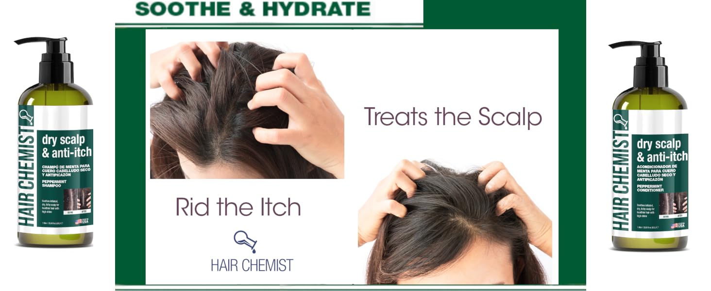 Hair Chemist Szampon miętowy do suchej skóry głowy i łagodzenia swędzenia, 100 ml odżywcza formuła, która łagodzi podrażnienia