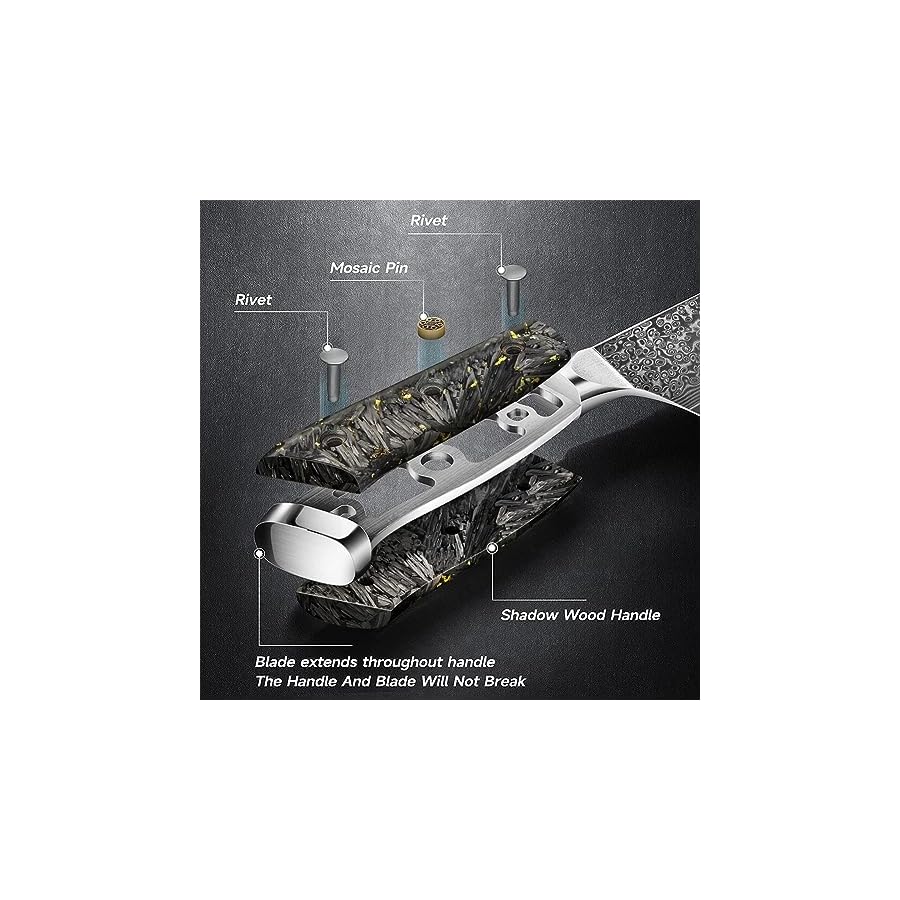 Kuwata Damascus Chef Knife Set, Professional Black Gold Series 5PCS Kitchen Knife Set, VG10 Damascus Steel Cooking Knife Set, G10 Ergonomic Black Gold Handle Knife Set with Gift Box